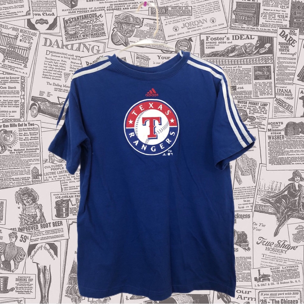 Adidas MLB Texas Rangers shirt Youth 18/20 blue short sleeve